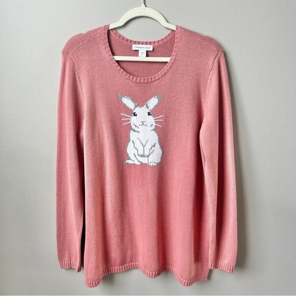 Coldwater Creek Sweaters - Coldwater Creek Women's Pink and White Jumper